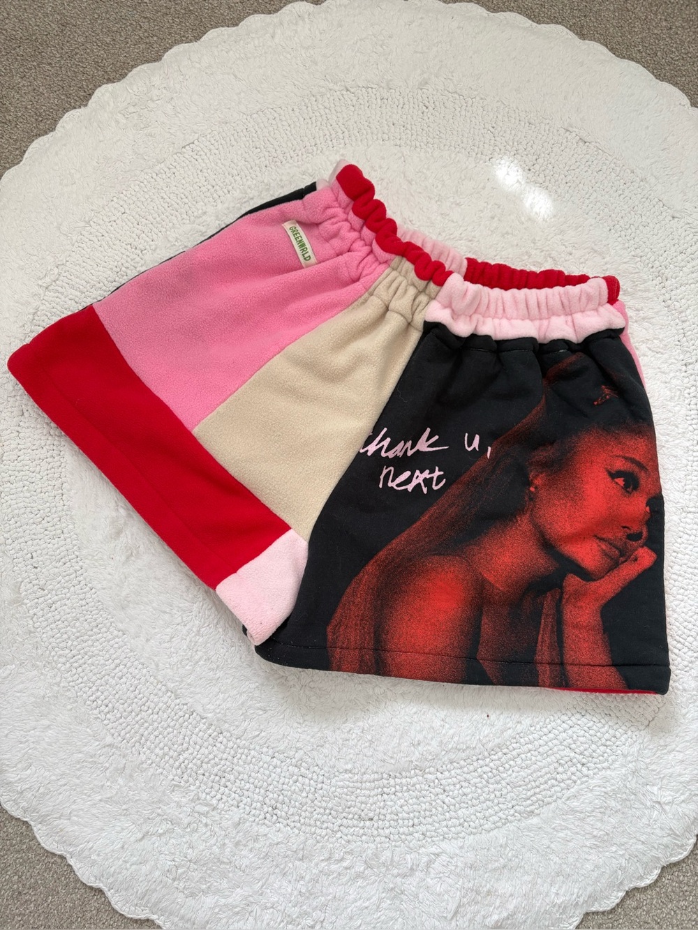 GREENWRLD Ariana Grande “Thank U, Next” Upcycled Custom Shorts